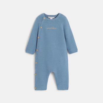 بدلة طويلة منسوجة بالتريكو باللون الأحمر للفتيان الرضع